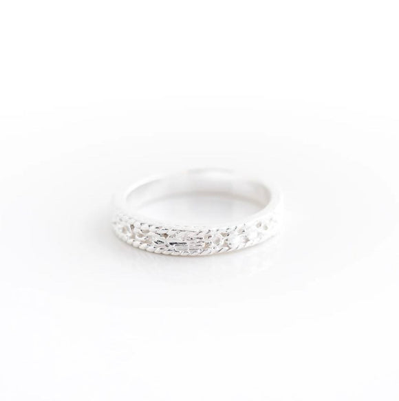 Silver Intricate Narrow Band Ring