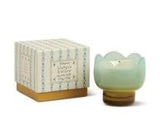 TULIP BLUE AND OCHRE GLASS SOY CANDLE - WISTERIA & WILLOW