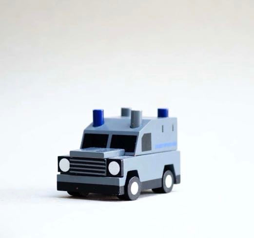 The Wee Grey Police Van Wooden Model | Northern Ireland Gift