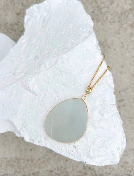 Amazonite Disc Gold Plated Gemstone Crystal Necklace
