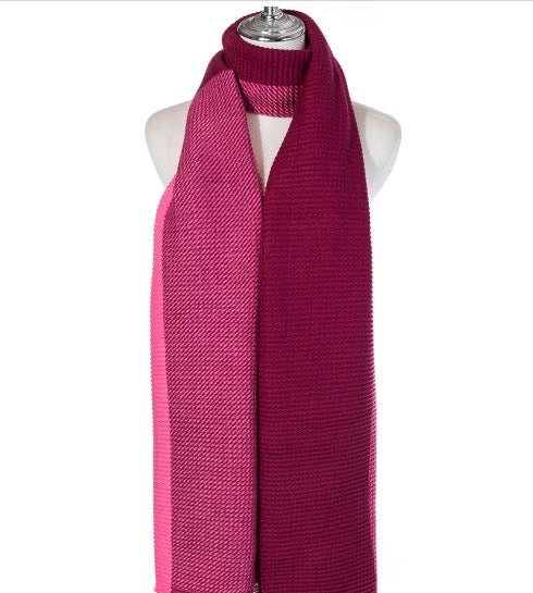 Cherry Pink Block Coloured Winter Scarf
