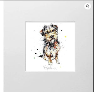 Expectation - Border Terrier Print - Kathryn Callaghan Mini Print