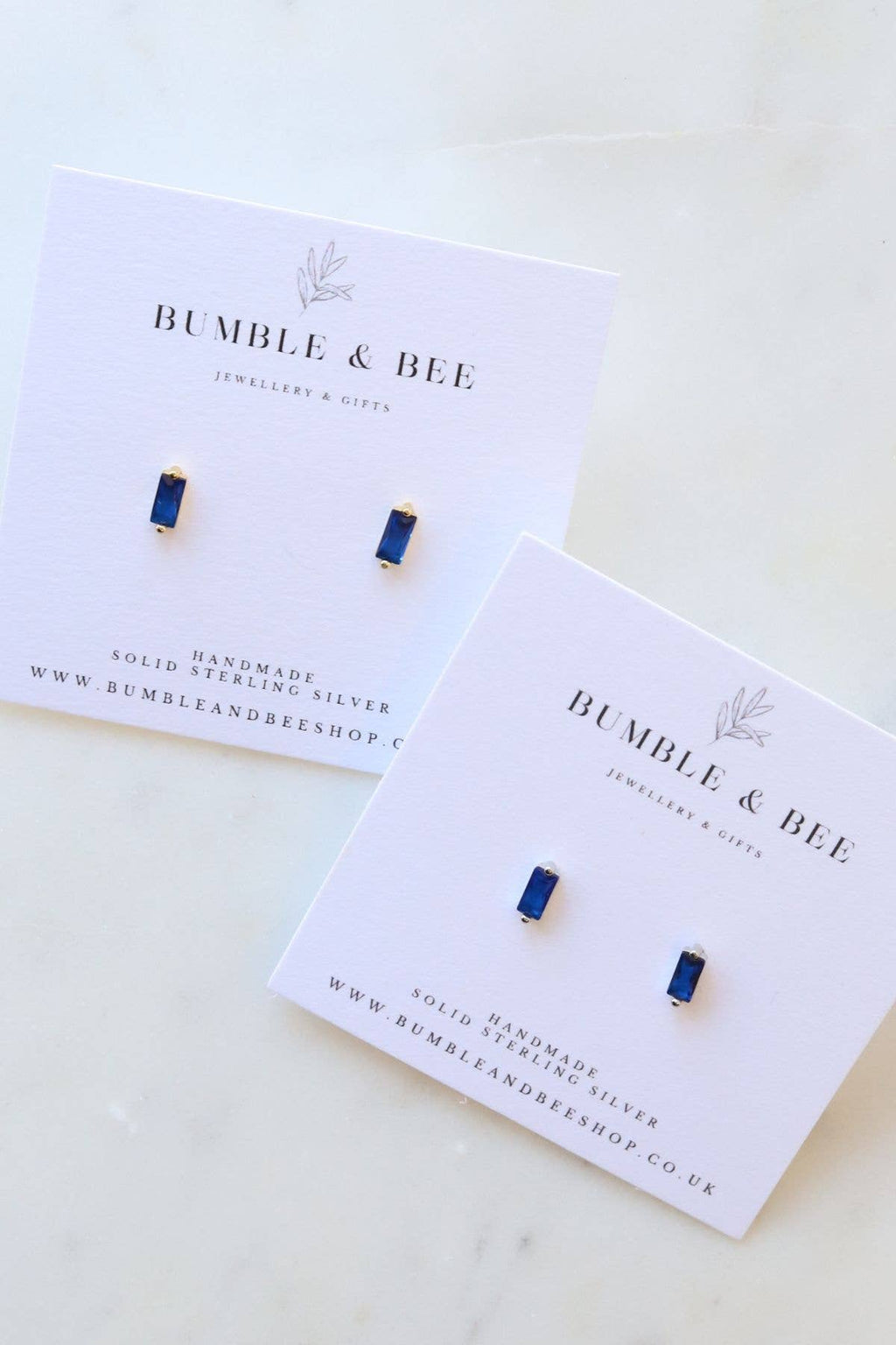 Rectangle Sparkle Stud Earrings in Sterling Silver/ Gold