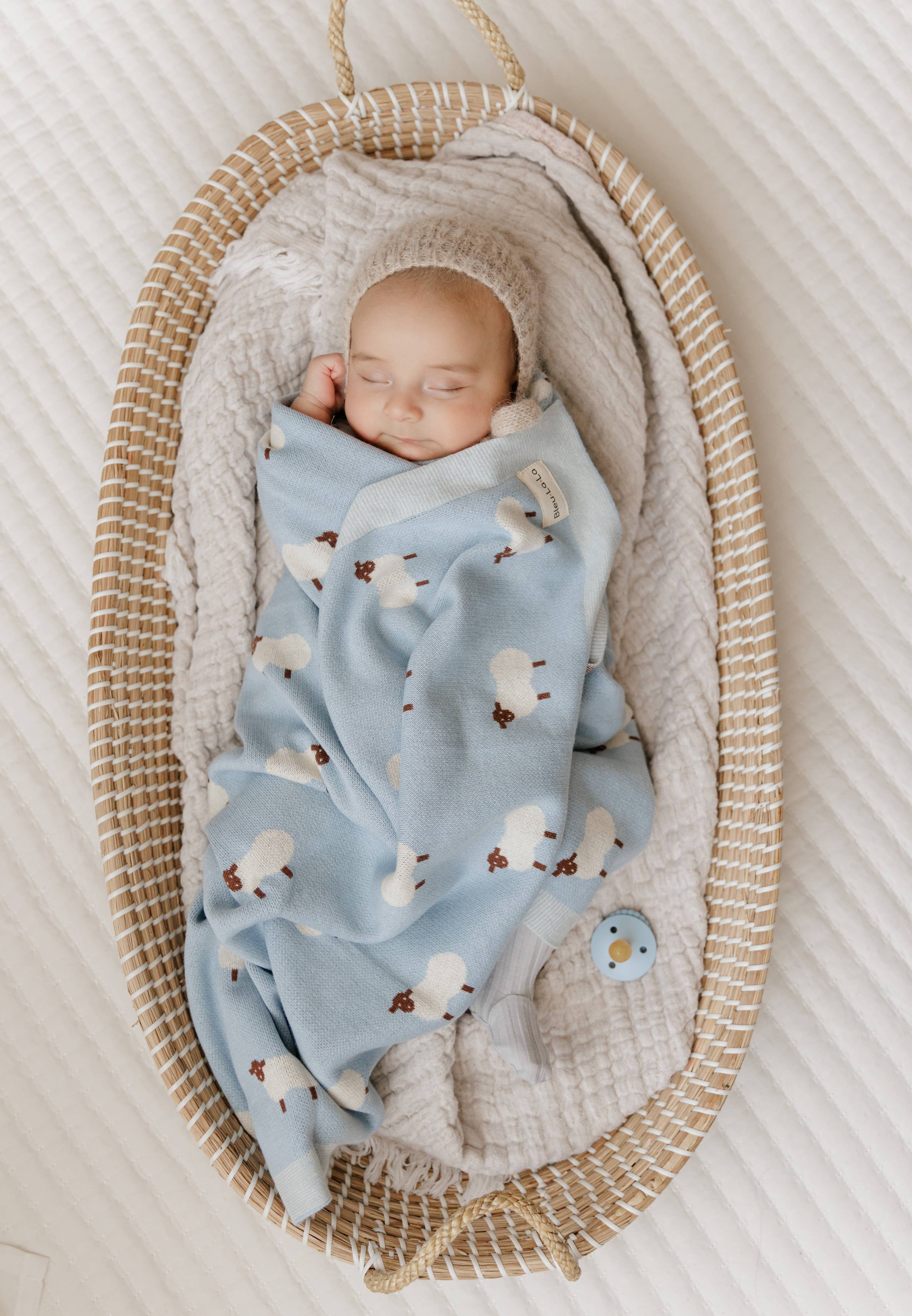 100% Luxury Cotton Swaddle Baby Blanket - Sheep Design