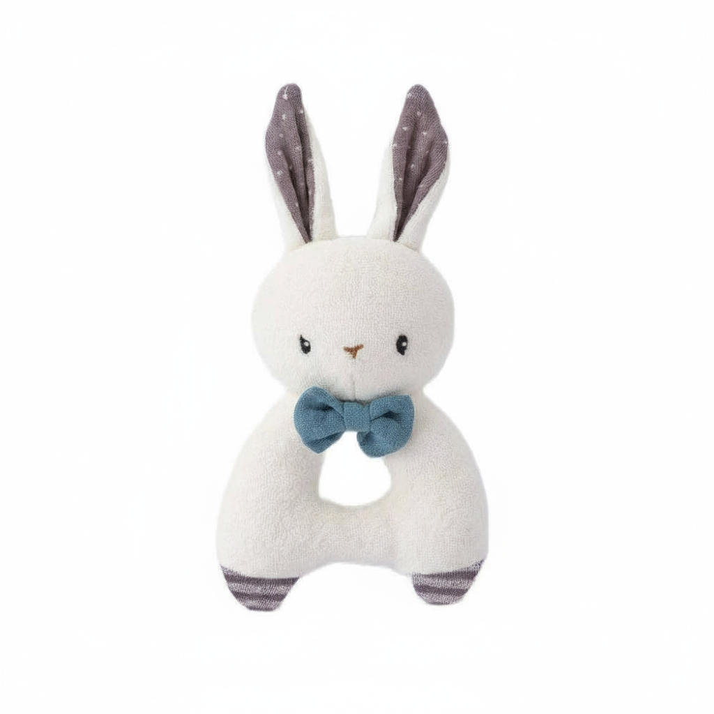 Rabbit Baby Rattle - Blue (Organic Cotton)