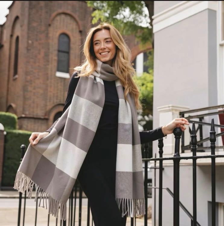Oversized Soft Check Scarf - Soft Gift for Her