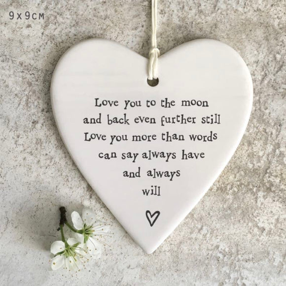 'Love You To The Moon' Hanging Heart - East of India