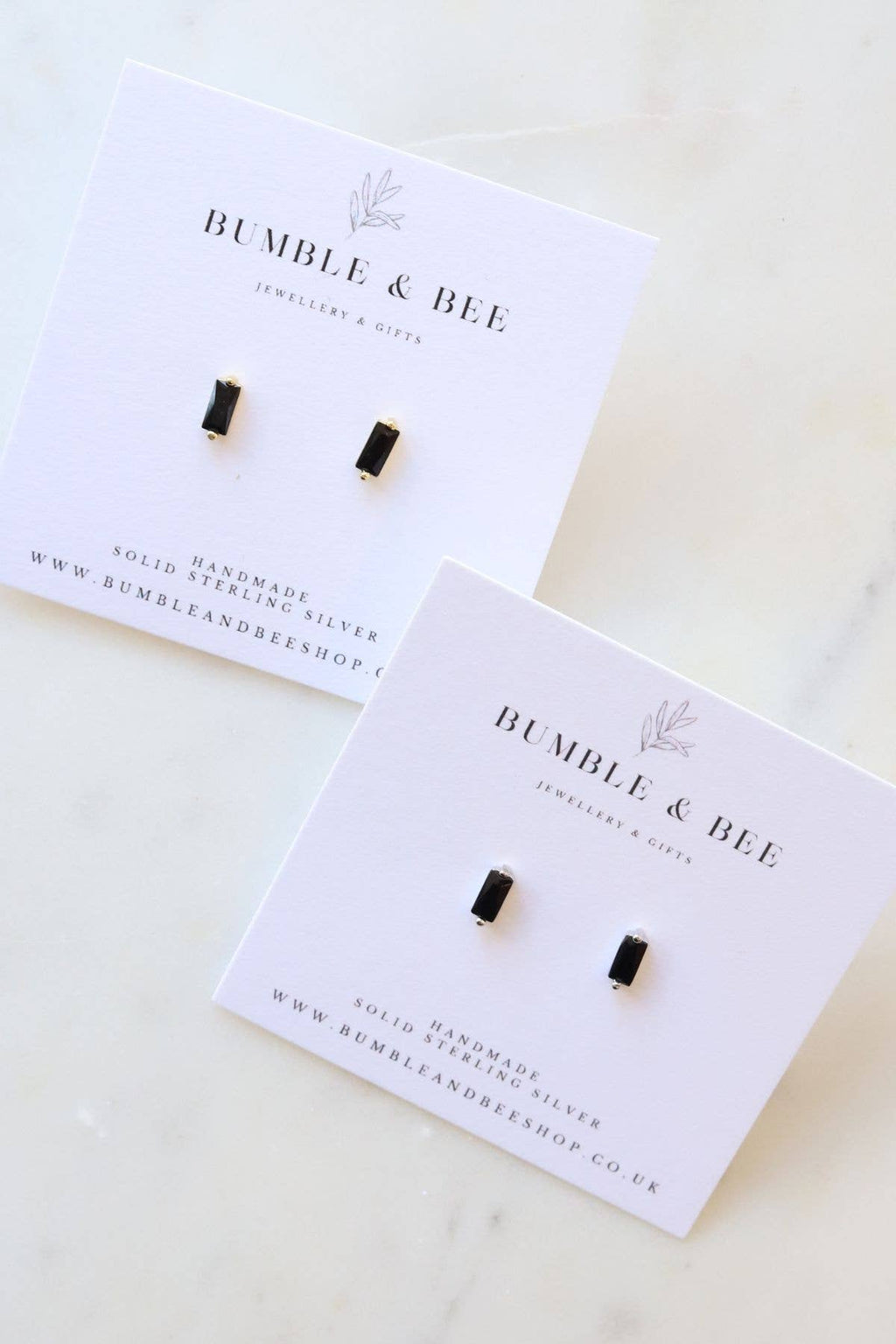 Rectangle Sparkle Stud Earrings in Sterling Silver/ Gold