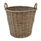 Round Log Basket With Handles - Dark Brown