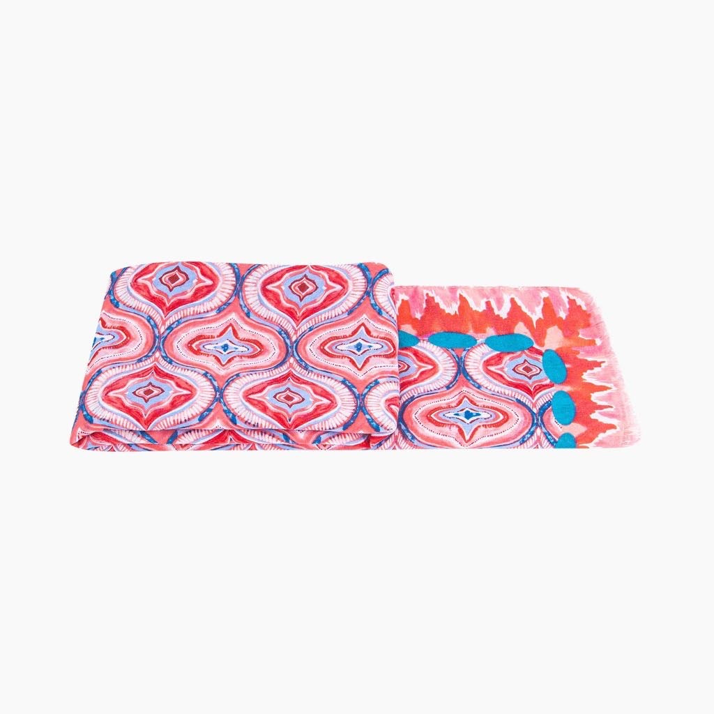 Red Moroccan Tiles Lightweight Scarf