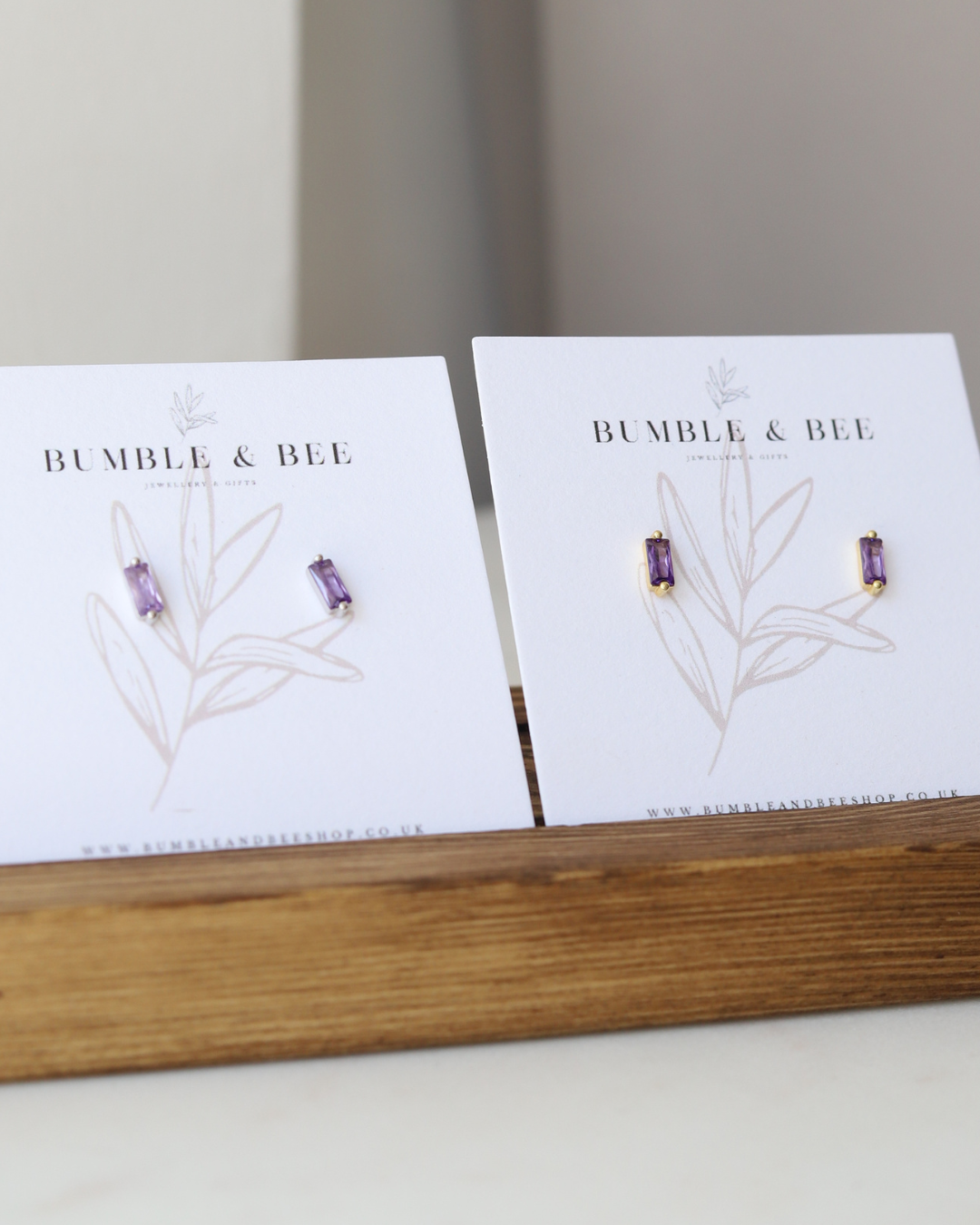 Rectangle Sparkle Stud Earrings in Sterling Silver/ Gold