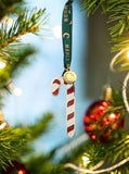 Candy Cane Gold Enamel Christmas Decoration