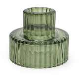 Green glass double end candle holder