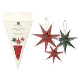 Folklore Paper Stars Christmas Tree Decorations - 3 Pack