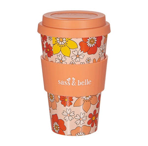 70s floral travel coffee cup from sass and Belle eco conscious 