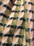 Green Beige White Herringbone Stripe Winter Scarf