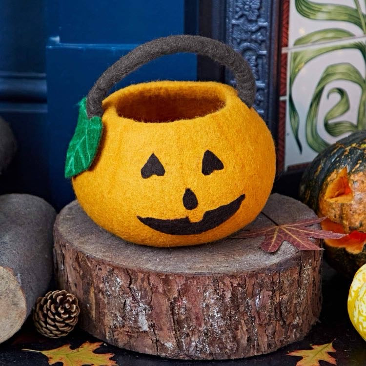 Felt Trick Or Treat Halloween Pumpkin Basket