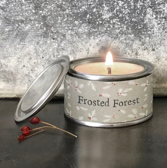 Frosted Forest Tin Candle - East Of India