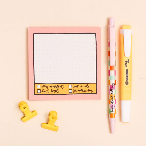 Memo pad - pink grid - Oh Laura (A5)