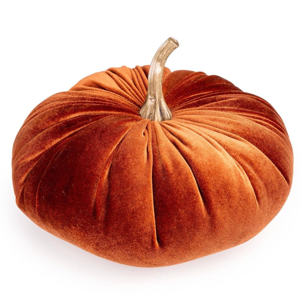 Velour Pumpkin Cushion - Terracotta