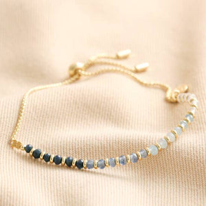 Navy adjustable ombré stone bracelet 