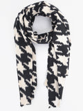 Black and cream houndstooth midweight scarf
