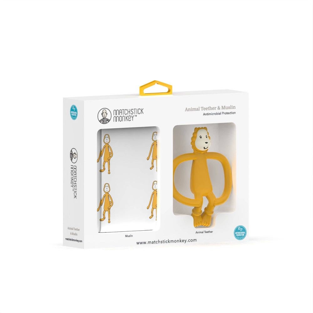 Ludo Lion Teether & Muslin Gift Set - Matchstick Monkey