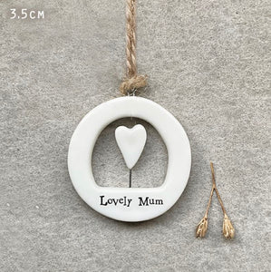 Cut Out Porcelain Hanger - Lovely Mum - East Of India