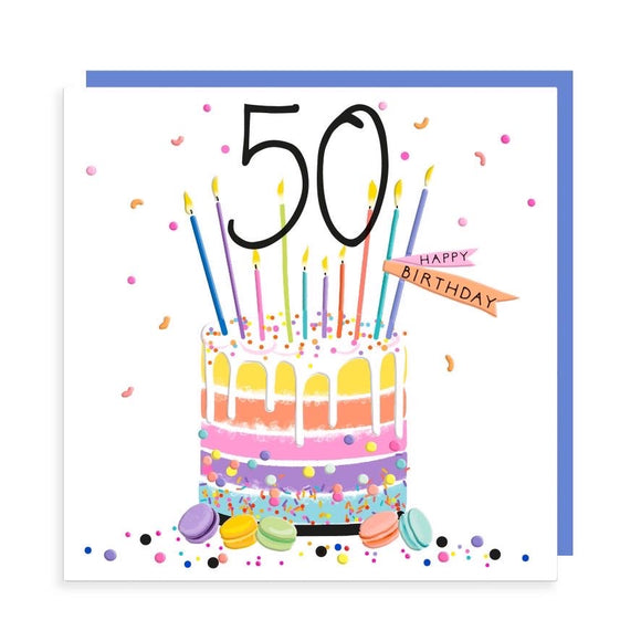 Happy Birthday 50 - Rainbow Cake Greeting Card