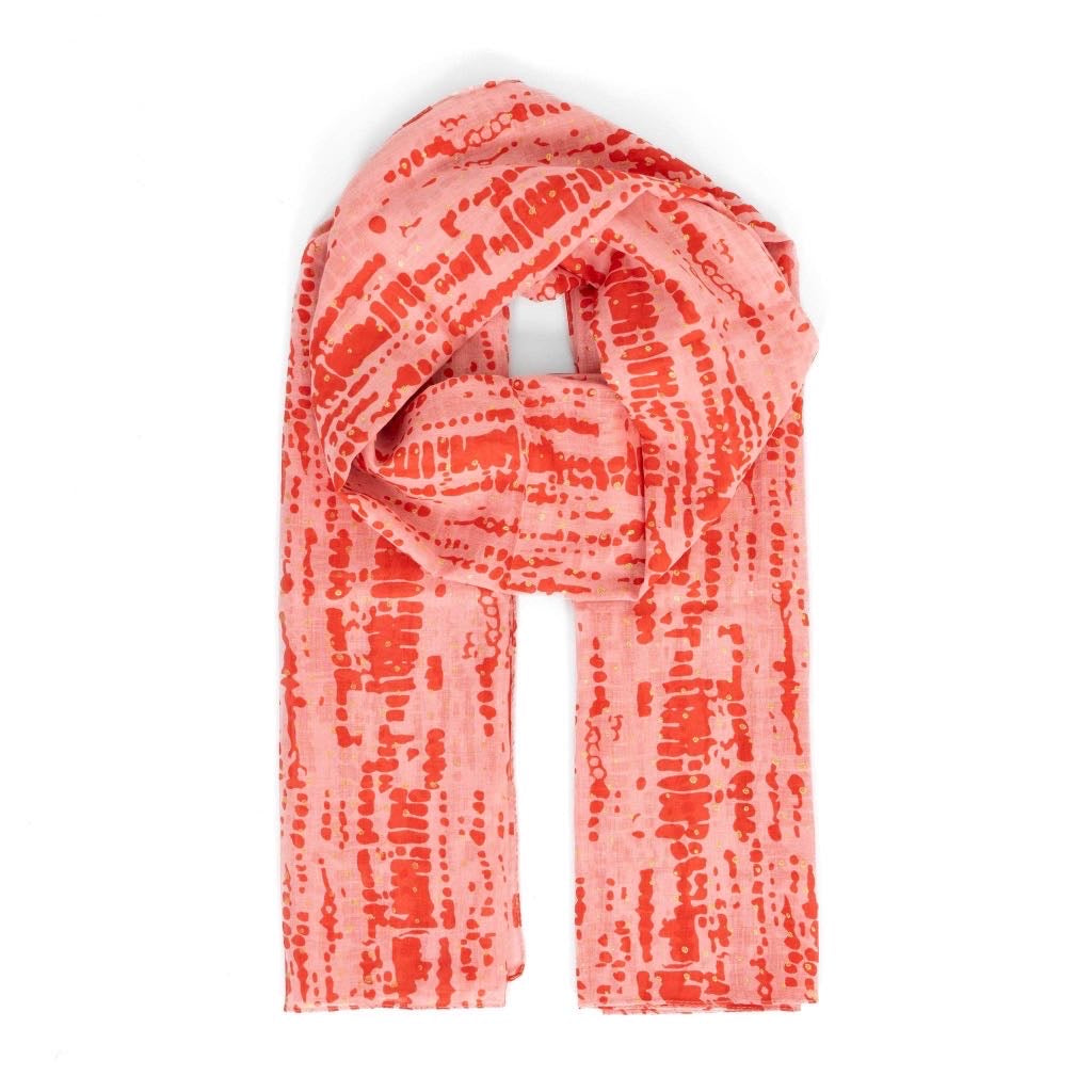 Red/Pink Tie Dye Lightweight Cotton Scarf