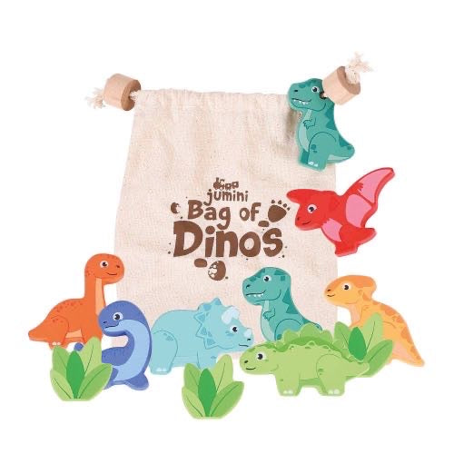 Bag of Wooden Dinosaurs - Jumini