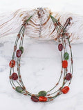 Multi Strand Glass Bead Necklace in Red, Orange and Green, Fair Trade Jewellery