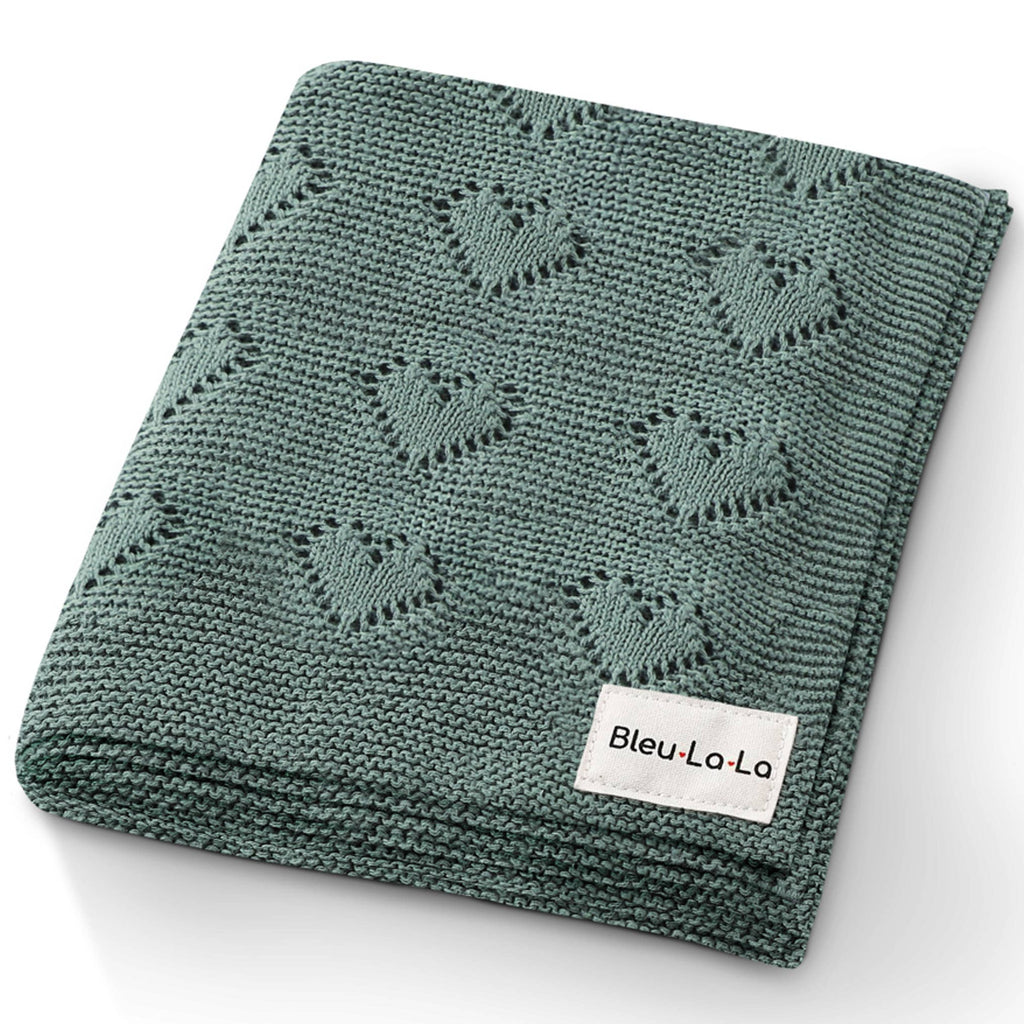 Cotton swaddle baby blanket with hearts