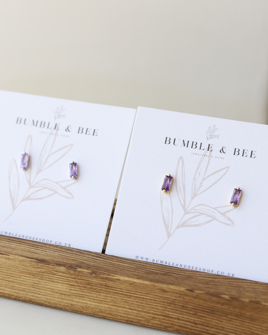 Rectangle Sparkle Stud Earrings in Sterling Silver/ Gold