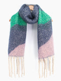 Navy/Green Wave Colour Block Heavyweight Scarf
