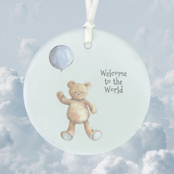 Welcome To The World Baby Boy Hanging Decoration - Nursery - Newborn Keepsake - Baby Boy