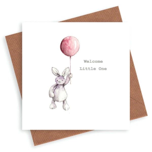 Baby Girl Greeting Card - Cute Bunny Design | Luxury Printed Card UK