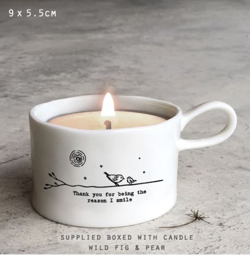Thank You For Being The Reason I Smile Handled Candle Holder - East Of India