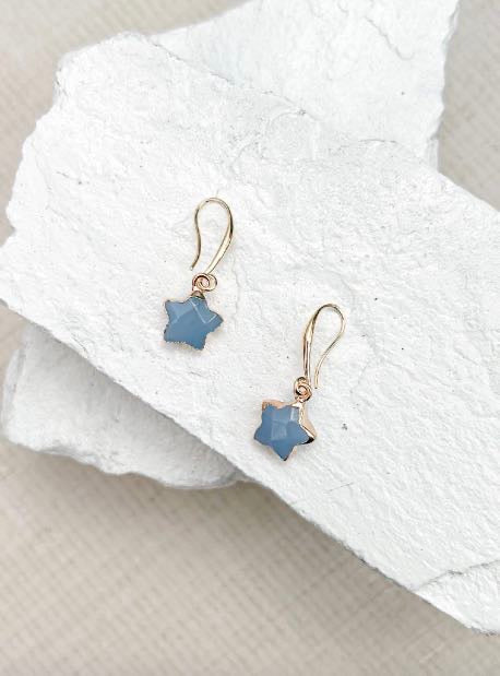 Agate Star Grey Gold Plated Earrings