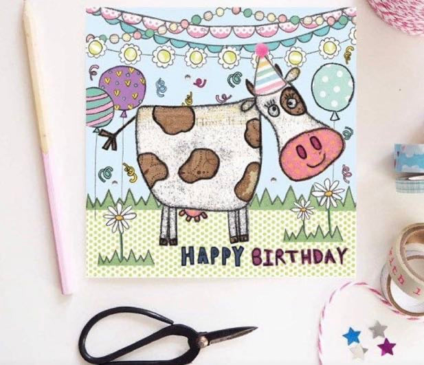 Cow Party Birthday Card