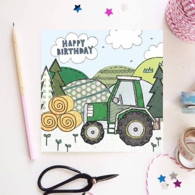 Tractor Birthday Card – Happy Birthday Farmyard Greeting Card