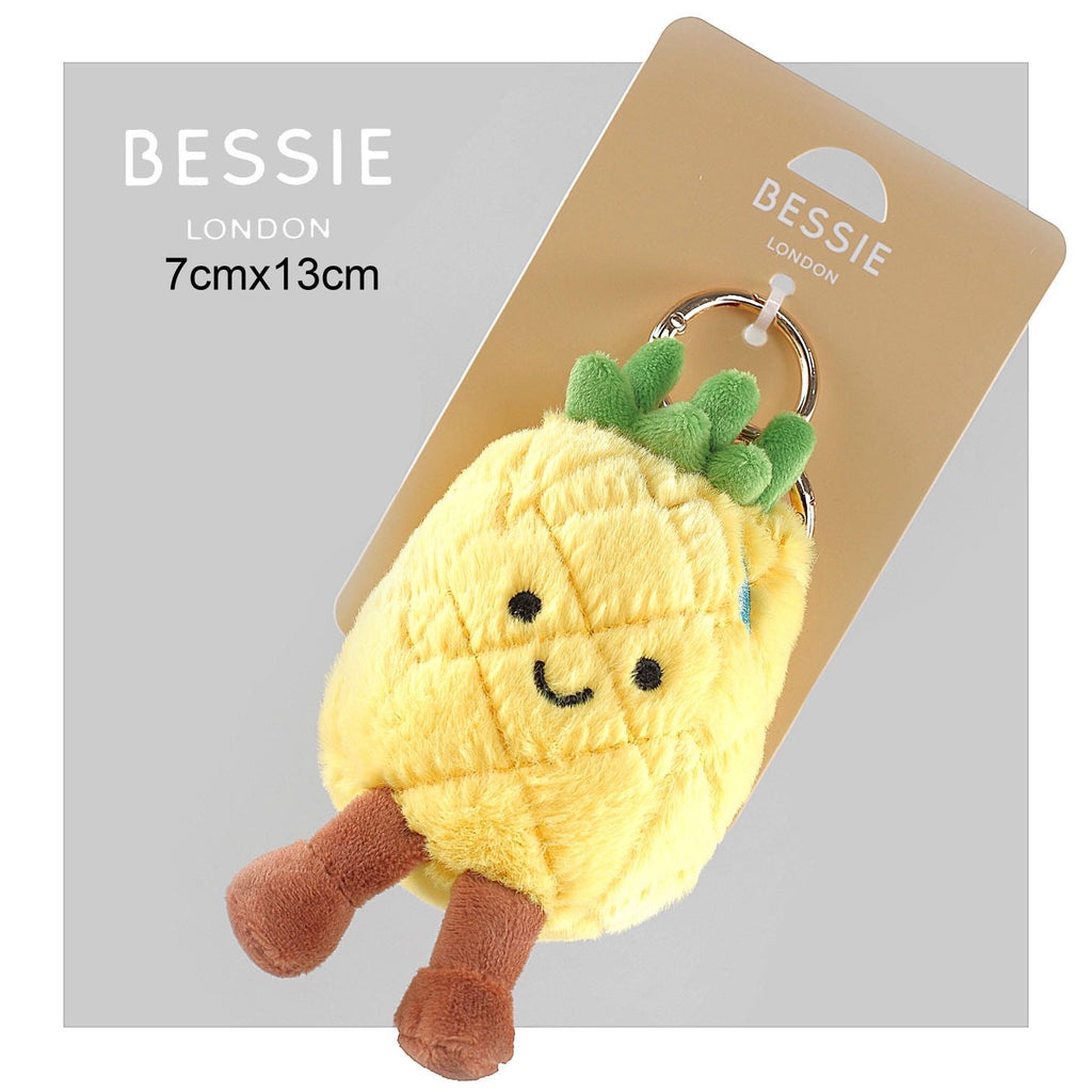 Bessie London Pineapple Plush Keyring | Cute Bag Charm