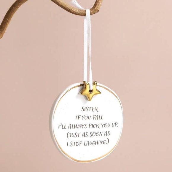 Sister ceramic hanging decoration