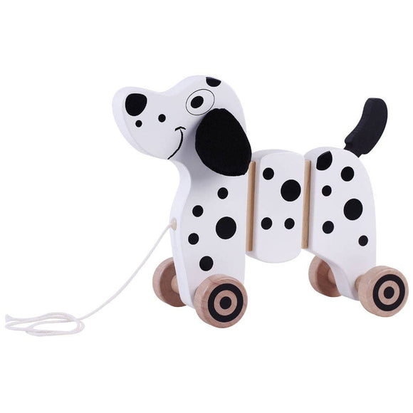Jumini Pull Along Wooden Dog – Black and White