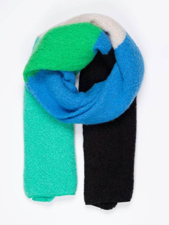 Nellie Heavyweight Scarf - Blue/Green, Colour Block