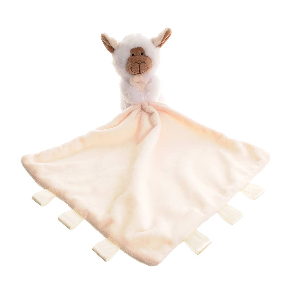 Lamb Newborn Comforter — Soft Cream Baby Security Blanket Taggie Toy