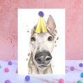 Greyhound pompom  birthday card