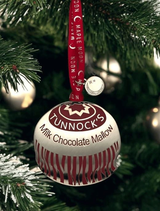 Tunnock’s Tea Cake Silver Enamel Christmas Decoration