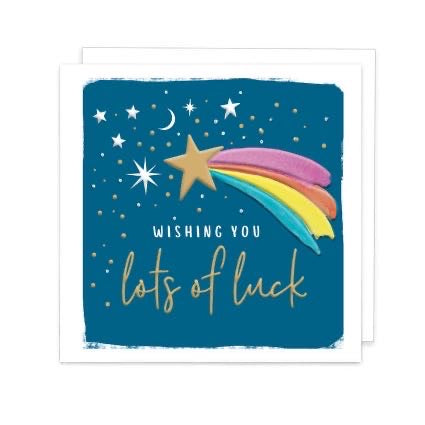 Wishing you lots of Luck - Shooting Star - Rainbow Greeting Card