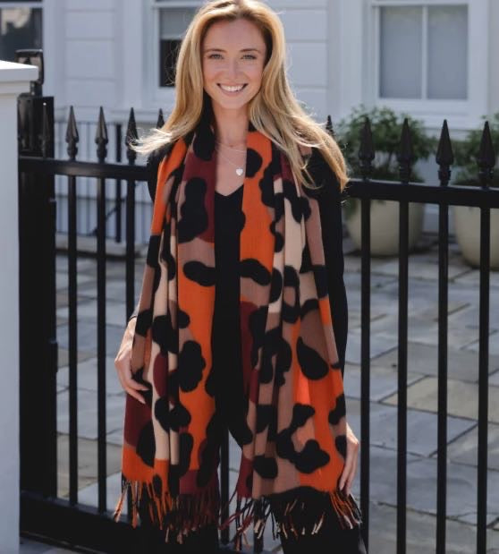 Orange Leopard Print Winter Scarf